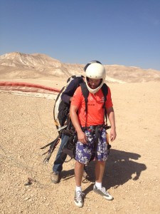 preparing for flight over Dead Sea